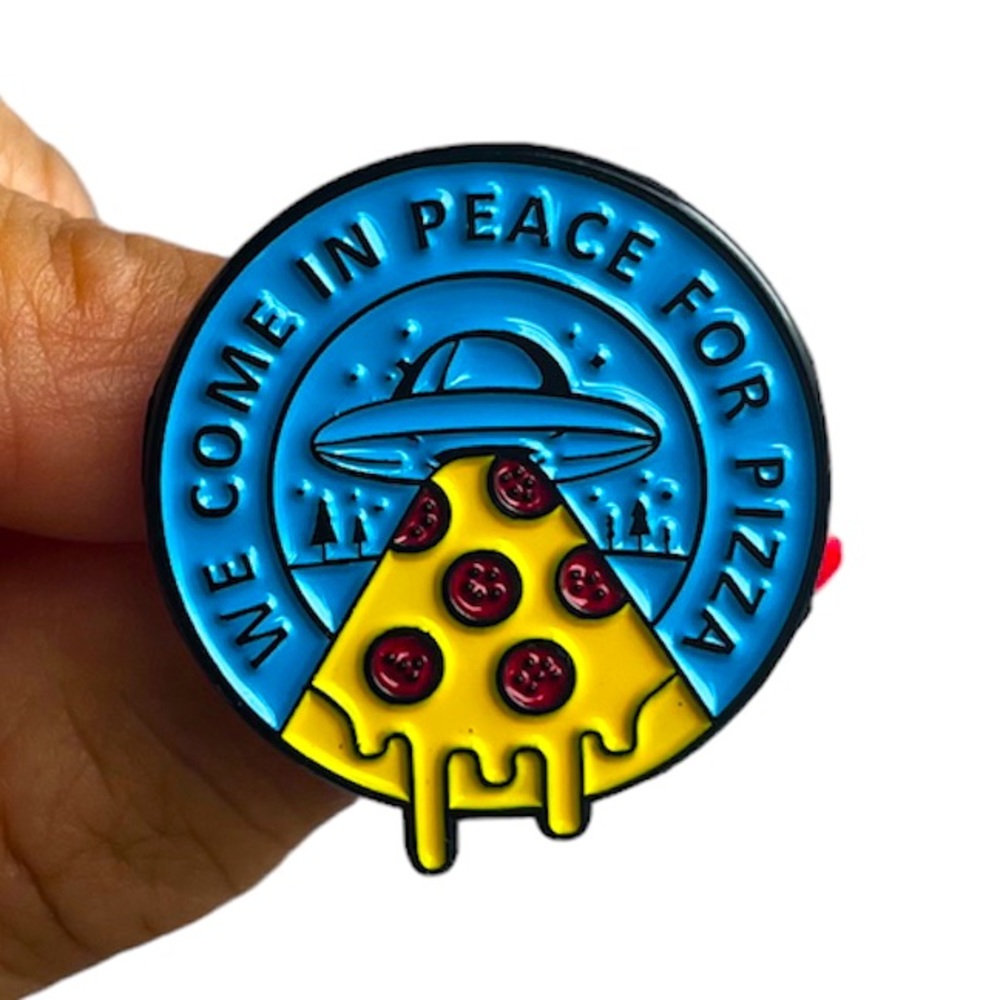 COME IN PEACE Pizza Enamel Pin